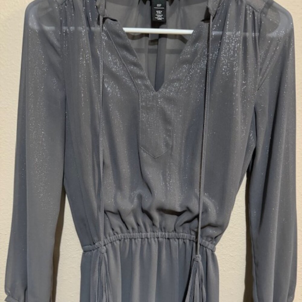 White House/ Black market 00P gray with silver shimmer above the knee dress